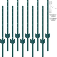 VEVOR Metal Fence Posts 3ft 4ft 5ft 6ft 7ft Fence Post 6 / 10 Pack Heavy Duty