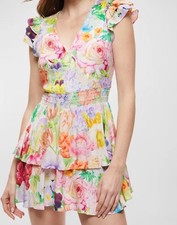 Alice + Olivia Mariska Ruffle Skort Romper Floral Dress size 0