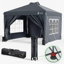 VOUNOT 3m x 3m Pop Up Heavy Duty Gazebo with Sides, Central Lock System & 4