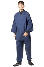 Wata no Sato Kurume-ori Men's Samue Meditation Two-piece Cotton Navy L Japan