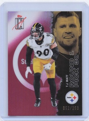 2025 Topps Signature Class #96 T.J. Watt Chrome Magenta Refractor #/250