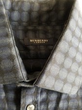 Burberry Men's Long Sleeve Button-Down Dress Shirt 16.5-42 Blue/Blk Check Plaid