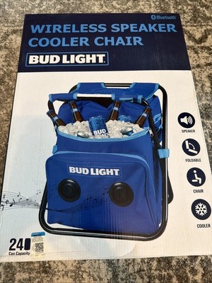 Bud Light Wireless Speaker Cooler Chair Bluetooth 24 Can NEW Foldable