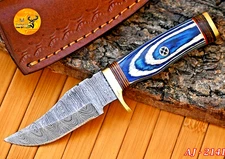 CUSTOM HANDMADE FORGED DAMASCUS STEEL HUNTING SKINNING KNIFE 2141