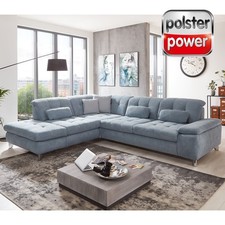 polsterpower Ecksofa - eisblau - mit Sitztiefenverstellung - rechts Sofa