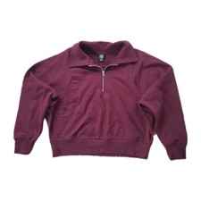 Wild Fable Cropped Sweatshirt   Burgundy-Large Pullover, Long Sleeve