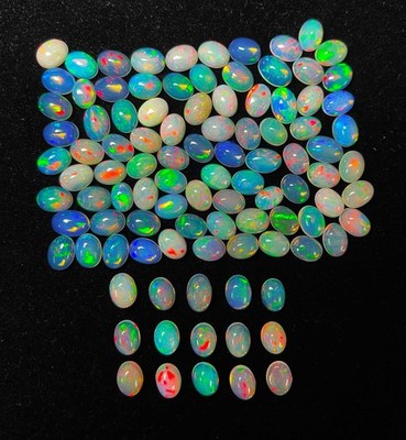 Natural Multi Fire Ethiopian Opal Oval Cabochon Loose Gemstone Lot 20 Pcs 3*5 MM