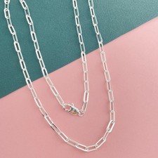 925 Sterling Silver 4mm Paperclip Link Chain Necklace Unisex N277