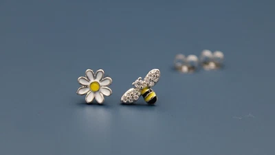 Boucles d'oreilles abeille fleur bijoux d'oreilles pour femmes bijoux... - Photo 1/4