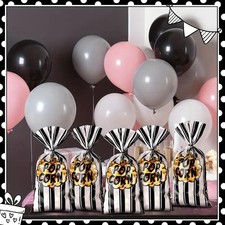 20/50/100pcs Popcorn Packaging Bag Carnival Stripes Bags With Ties Portable