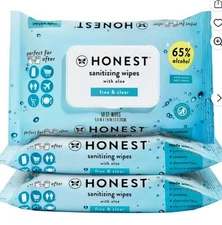 The Honest Company Sanitizing Alcohol Wipes | Kills 99% 50 Count (Pack of 3)