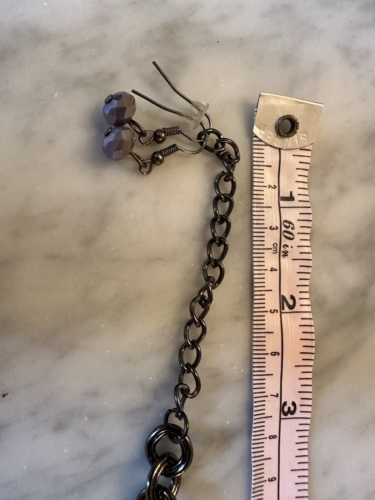 Statement Necklace Earring Set Lavender Purple Pe… - image 5