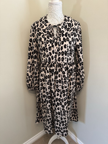 VESTIDO CAMISERO FINERY LONDON DAMAS ESTAMPADO LEOPARDO CORBATA DELANTERA TALLA 12 REINO UNIDO NUEVO CON ETIQUETAS - Imagen 1 de 7