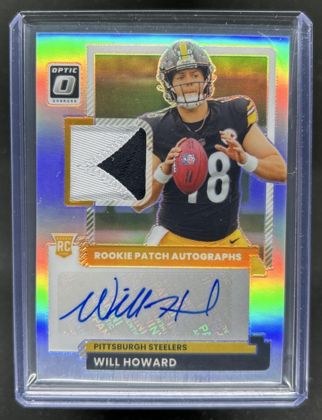 2025 Panini Donruss Optic Will Howard Patch Auto RC #/35 Steelers Rookie