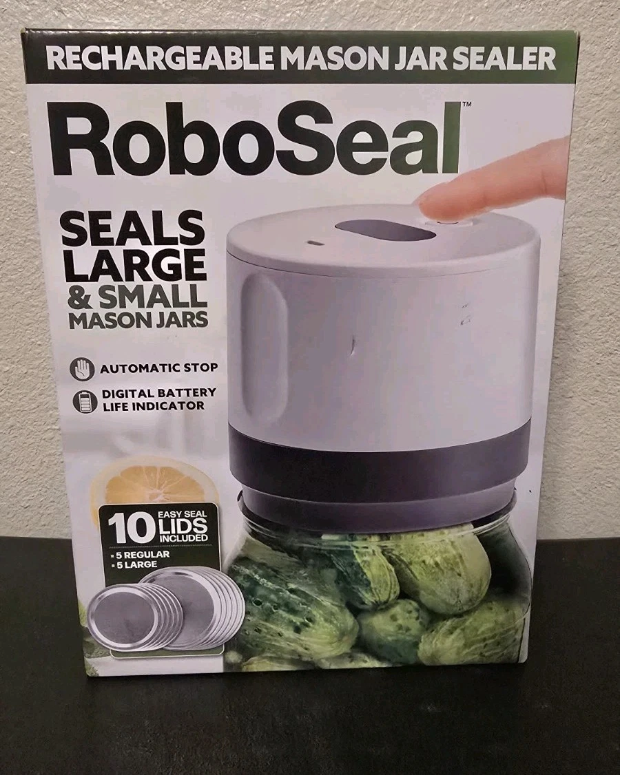 Rechargeable Mason Jar Vacuum Sealer Kit w/ 10 Lids 1 Touch Food Preservation