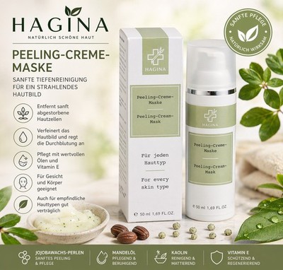 HAGINA Peeling Creme Maske 50ml Gesichtspeeling Jojoba Vitamin E vegan