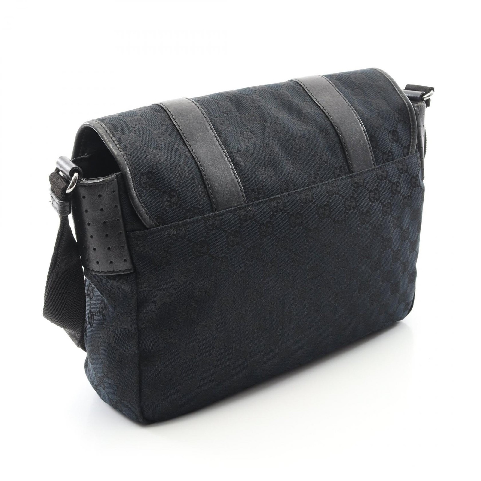 GUCCI GG Canvas Shoulder Bag Canvas Leather Women's Navy Black Japan thumbnail 18