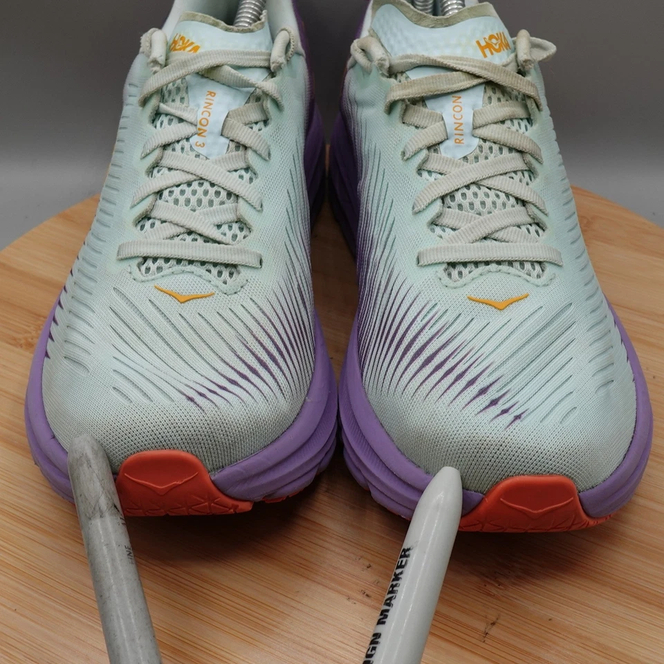 Zapatos Hoka para mujer 8.5B Rincon 3 azul púrpura naranja 1119396 defectos BGCV Foto 3 de 4