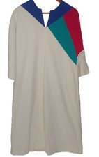 Vintage Vanity Fair Robe Medium Long Maxi Geometric Cream Pink Teal Blue Modest