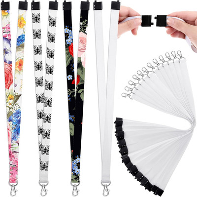 12 Pack White Sublimation Blank Lanyards with Badge Holders for DIY Projects