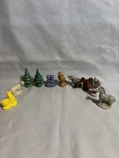 10 Vintage Wade England Figurines Christmas Trees Elephant Zebra Owl Dog Girl