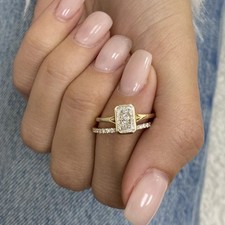 Emerald Cut Simulated Diamond Women's Engagement Ring In 14K Yellow Gold Plated