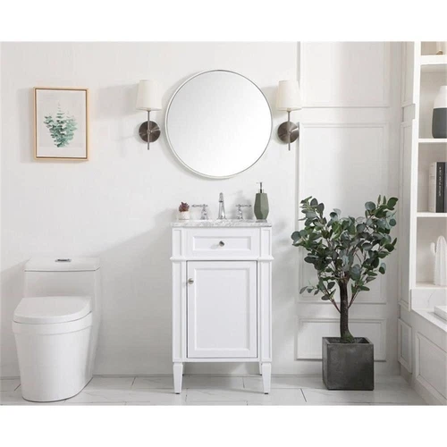 Elegant Decor Park Avenue 21" Metal MDF Marble Single Bathroom Vanity in White - Picture 6 of 8