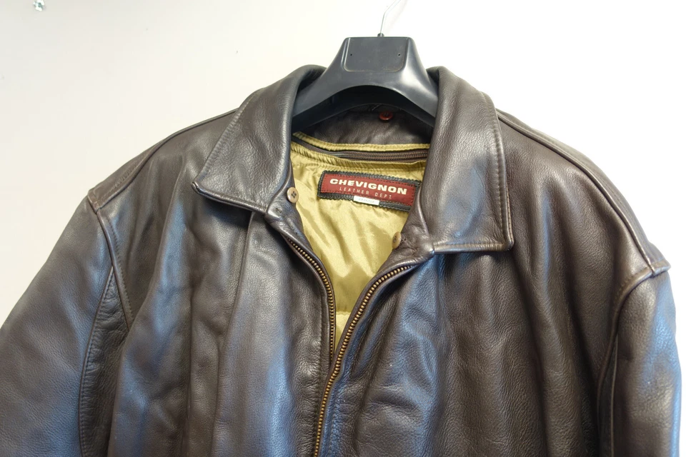 Chevignon vintage 90's men jacket leather cuir brown size XXL 2XL - Image 3 of 4