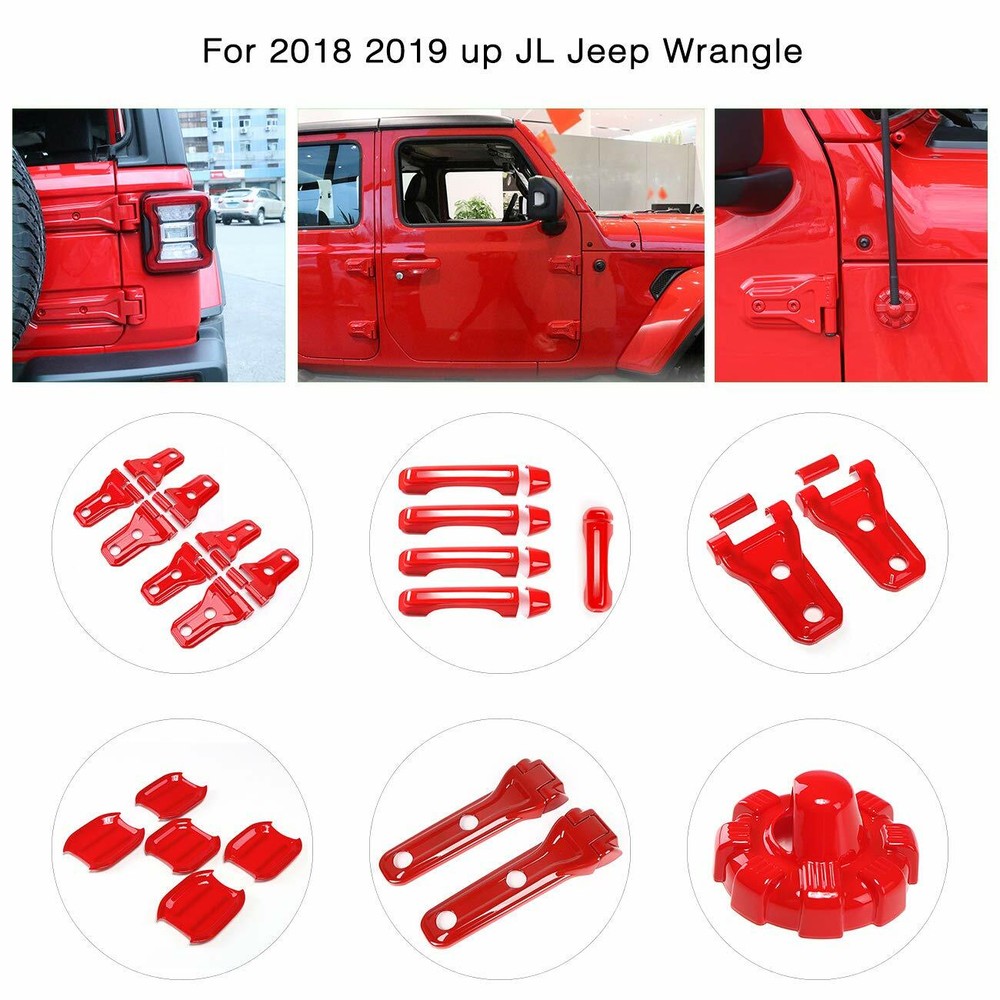 23pcs Exterior Decorative Covers Accessories Trim Fit 2018+ Jeep Wrangler JL Red