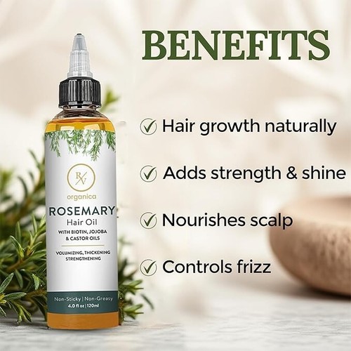 RV Organica Rosemary Oil for Hair | Infused with Biotin Jojoba and Castor Oil... - Picture 4 of 5