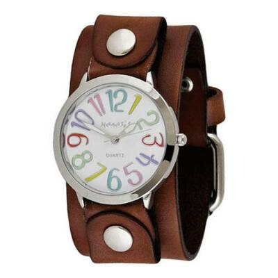White Multi-Colored Numbers Always Summer Ladies Watch with Junior Size Brown Le