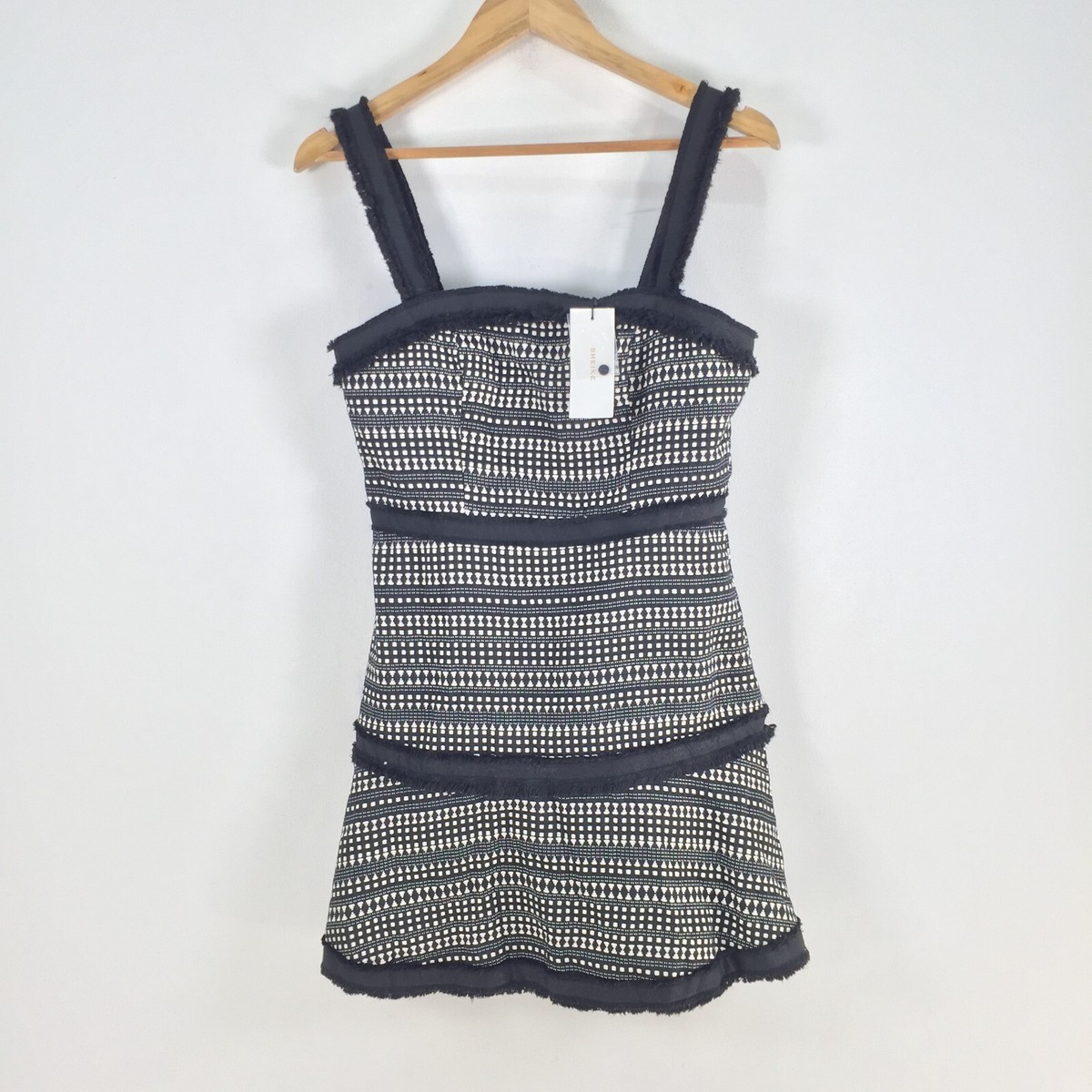 NEW Sheike womens tweed dress size 10 mini black fit flare