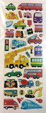 33 Transportaion Car Train Puffy Sticker Sheet Cute Character Kid Star Reward