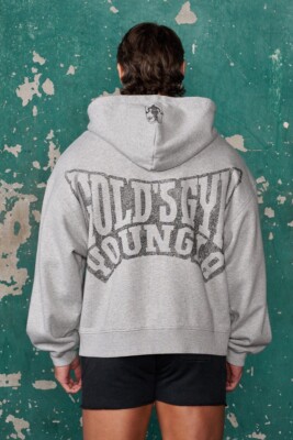YOUNGLA (SOLD OUT) - 5162 - GOLDS GYM THROWBACK ZIP-UPS - HEATHER GREY - MEDIUM