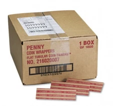 2000 Box MMF Industries Pop Open Flat Paper Coin Wrappers Penny Red USA