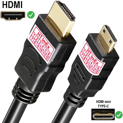 Länge 1,5m - HDMI Kabel für Canon EOS 2000D Digitalkamera - Mini C - vergoldet