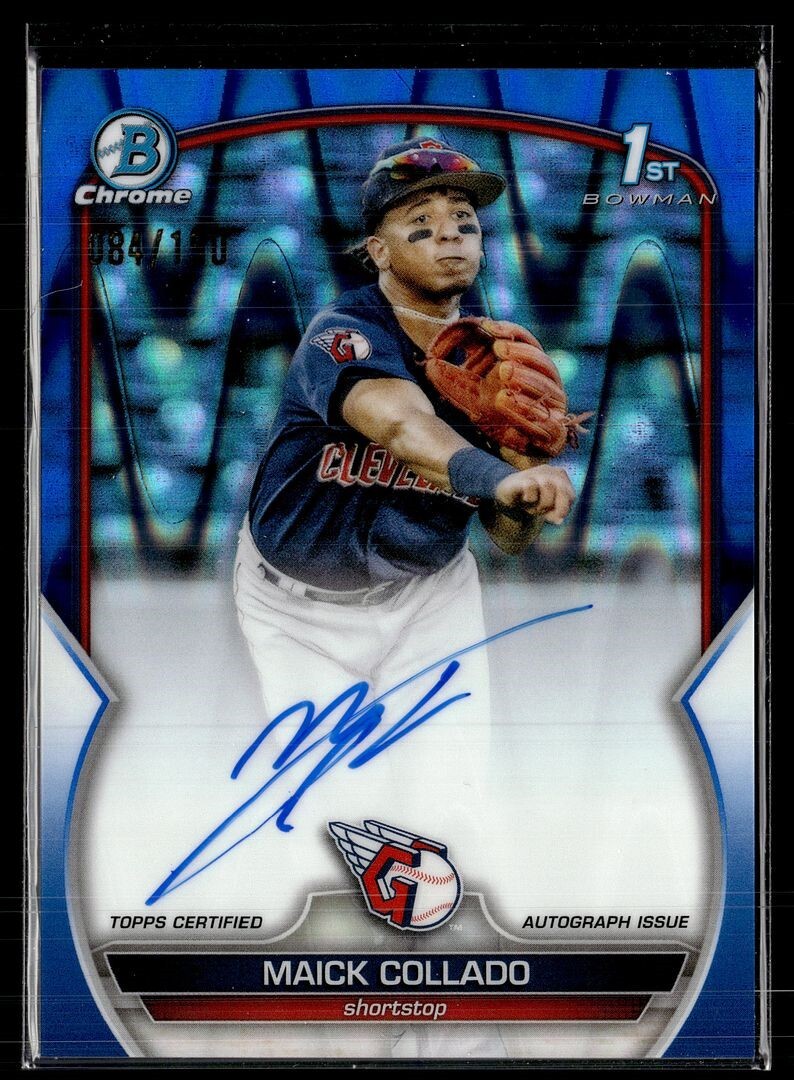 2023 BOWMAN CHROME BLUE RAYWAVE /150 1ST PROSPECT AUTO MAICK COLLADO GUARDIANS