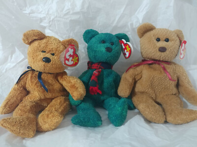 ty BEANIE ORIGINAL BABY Fuzz, Curly & Wallace bears Mint Conditions!
