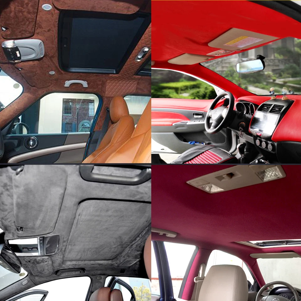 Suede Headliner Fabric Wine Foam Back Replace For Oldsmobile Scion Saab 60"x84" - Image 2 of 4