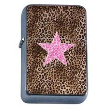 Pink Star Leopard y2k Glam Flip Top Oil Lighter Wind Resistant