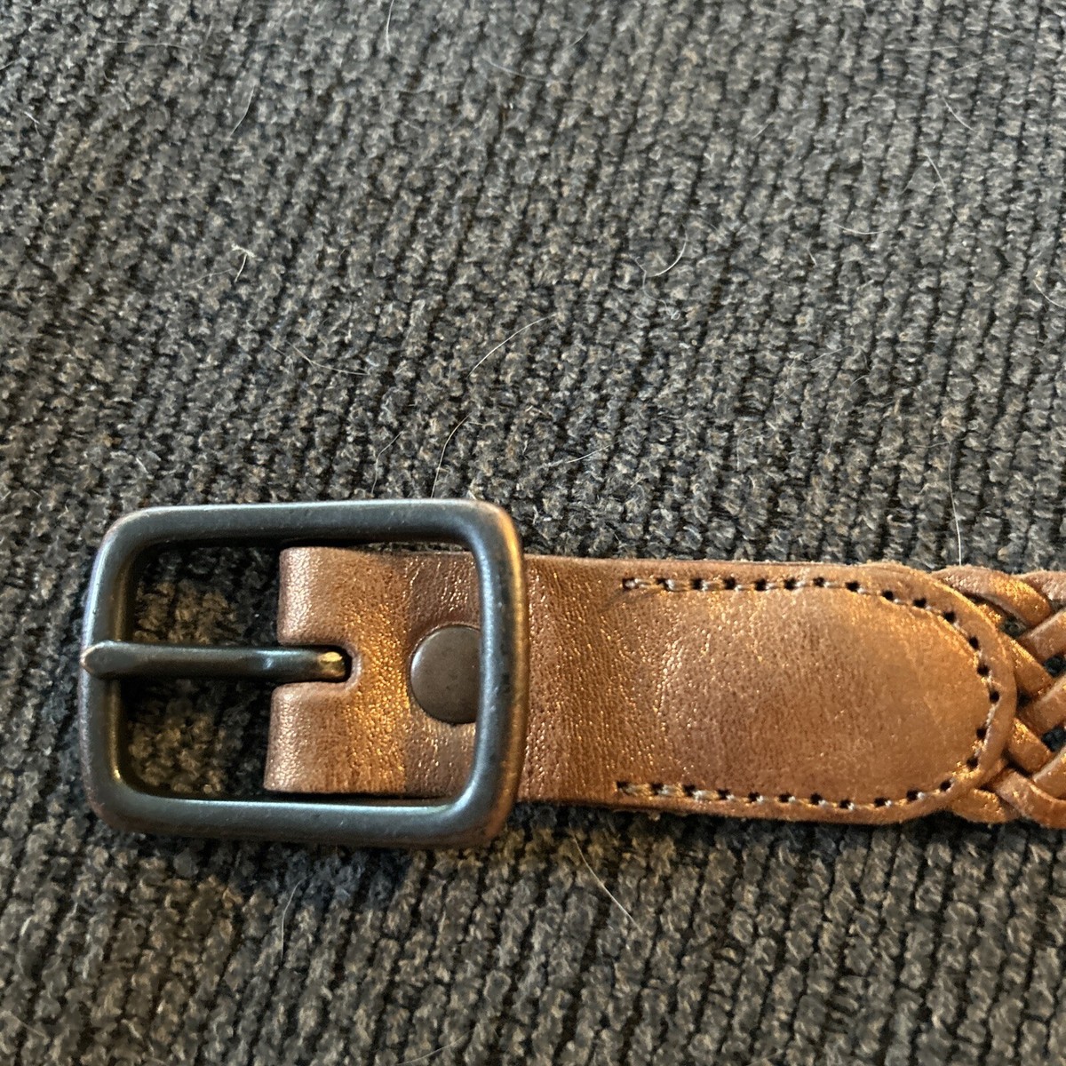 Linea Pelle Vintage Brown Brass Copper Braided Leather Belt  display picture 2