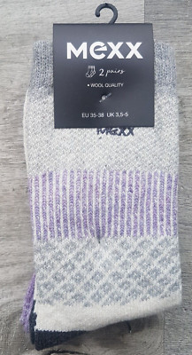 Mexx Wool Quality Crew  Socks Pack Of 2 Pairs Size 3.5-5