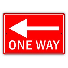 One Way With Left Arrow Wall Art Decor Novelty Antique Aluminum Metal Road Sign