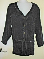 Earth Song - 16w - Eggplant Purple - Long Sleeve Button Front Jacket