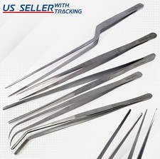 12'' 30cm Silver Stainless Steel Long Food Tongs Straight Tweezers Kitchen-PICK