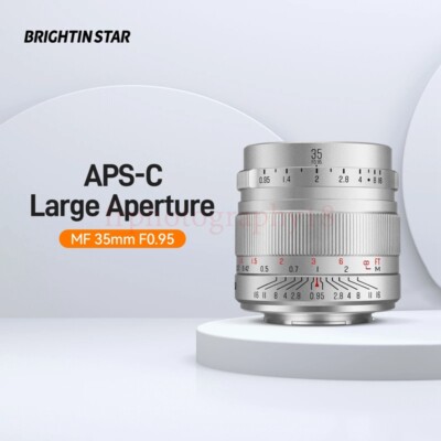 Brightin Star 35mm F0.95 APS-C Large Aperture MF Lens fr Fujifilm X mount Silver