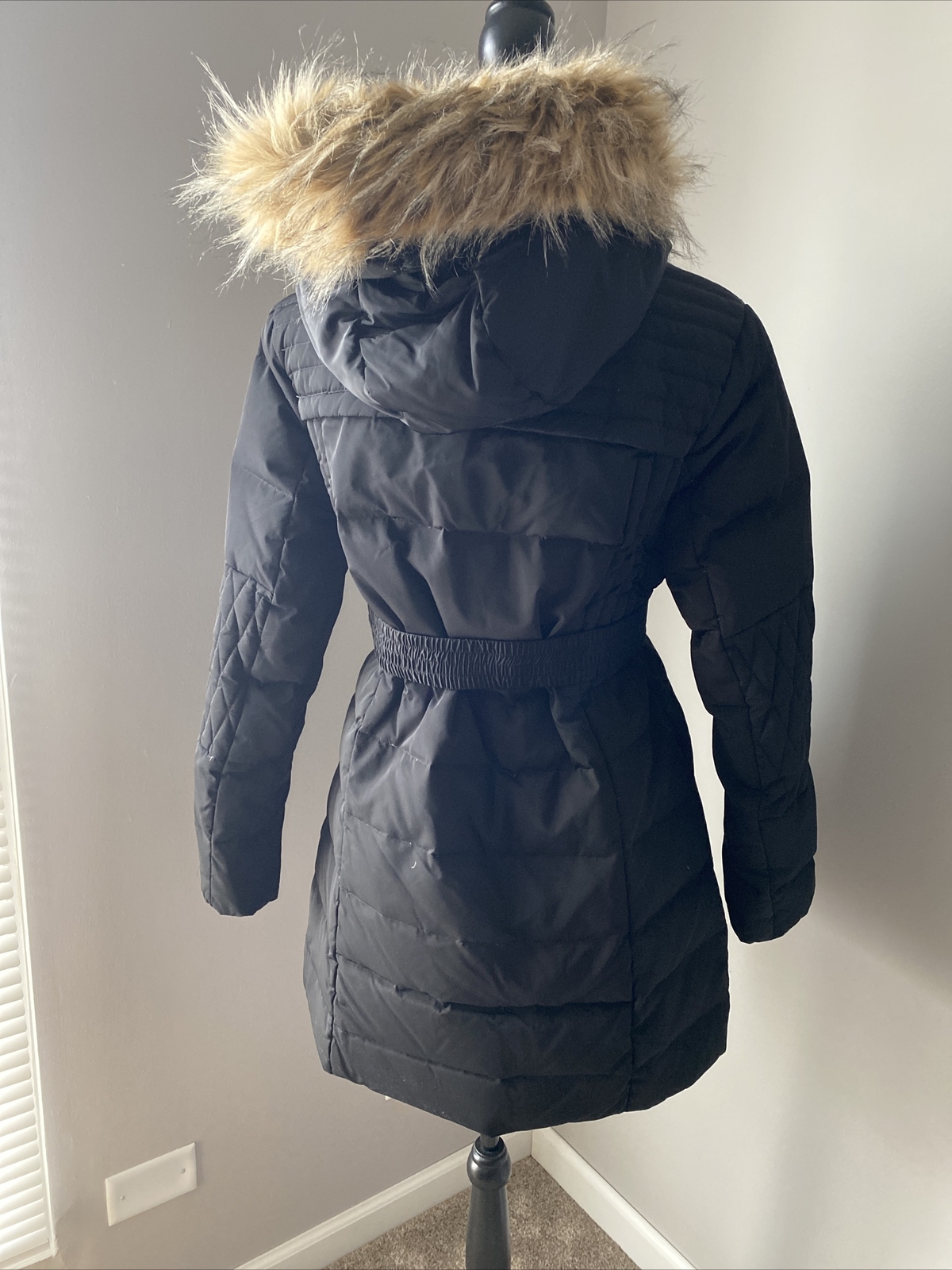Bebe Long Down Winter Jacket With Removable Faux … - image 2