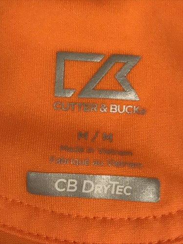 CUTTER & BUCK CB Men’s Golf Shirt M Orange Dry Tec Athletic casual button collar - Picture 2 of 8