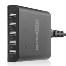GIGAPOWER 5 Multi USB Port Charging Station Hub Dock Battery cables Wall Charger