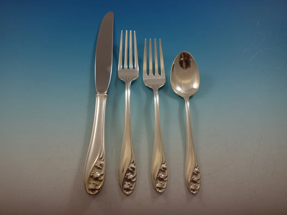 Набор столовых приборов Lily of the Valley от Gorham из чистого серебра 8 сервировок 34 шт. - Изображение 2 из 4